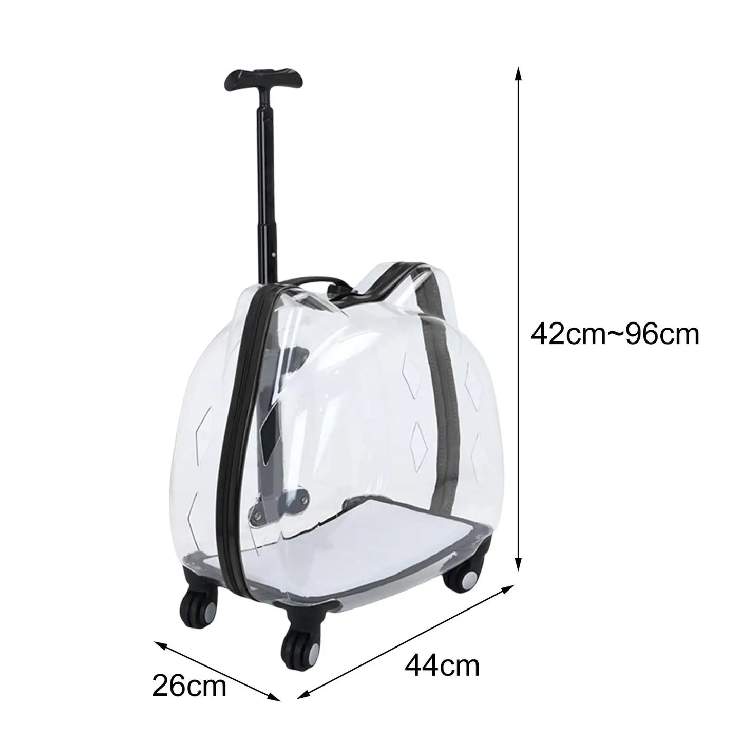 Trolley Case Ventilated Carrying Suitcase Luggage Portable Carrier Transparent with Wheels for Hiking Walking