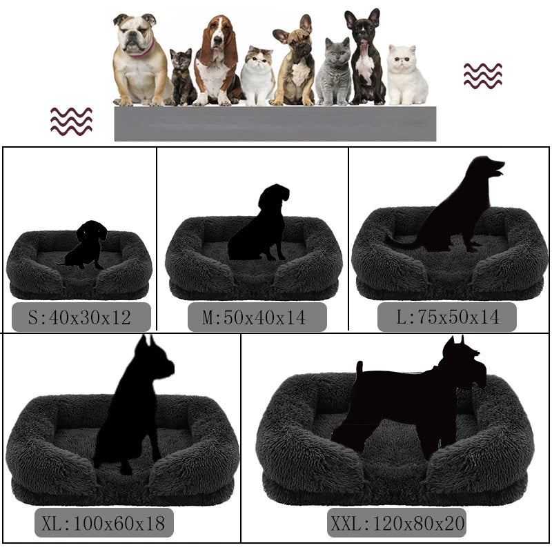 Dog Beds Four Season Plush Square Kennel Cat Mat Pet Kennel Pad Deep Sleep Dog Sofa Bed Pet Supplies Washable Removable Dog Mat