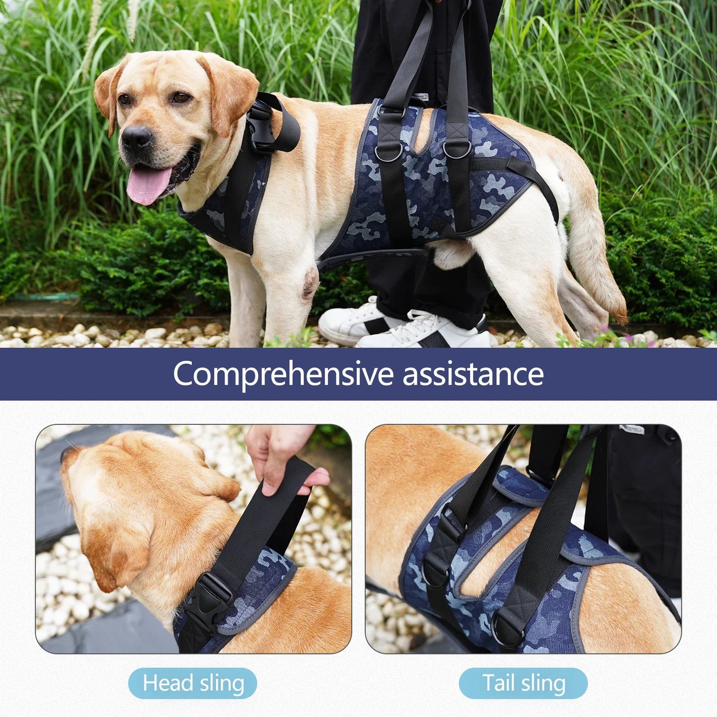 Arnés de elevación ajustable para perros, chaleco para perros con patas delanteras y traseras, soporte de elevación para ayuda canina, rehabilitación de ligamentos, accesorios para mascotas