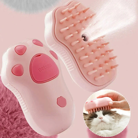 Brosse à vapeur pour chat, peigne de Massage pour chien, pulvérisation d'eau électrique intégrée, en Silicone souple, épilation des poils d'animaux, brosse de toilettage, accessoires pour chats