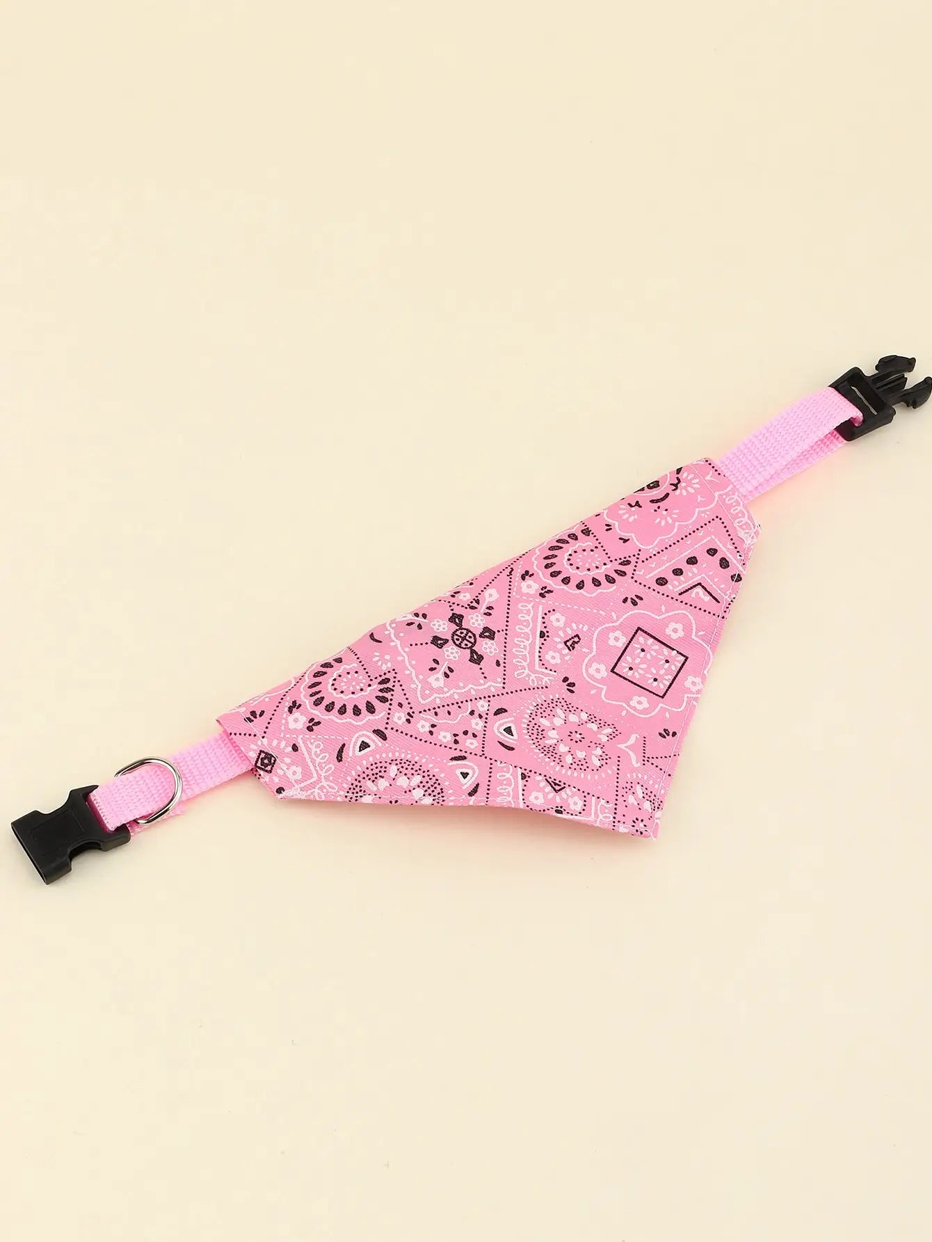 1pc Pink Color Random Pattern Pet Bandana With Adjustable Triangle Shape & Buckle Pet Dog Neck Scarf Puppy Cat Dog Collar Bibs