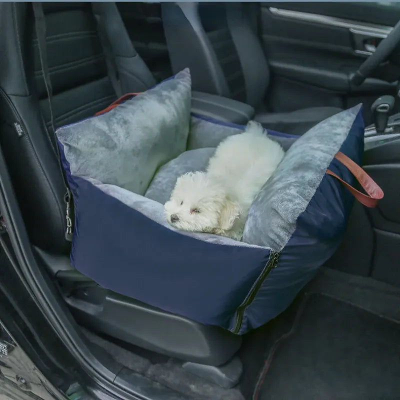 Asiento de coche para perros con Control Central, transportadores antideslizantes para perros, caja de reposabrazos para coche, elevador de cojín para perros con cinturones de seguridad, bolsa portamascotas