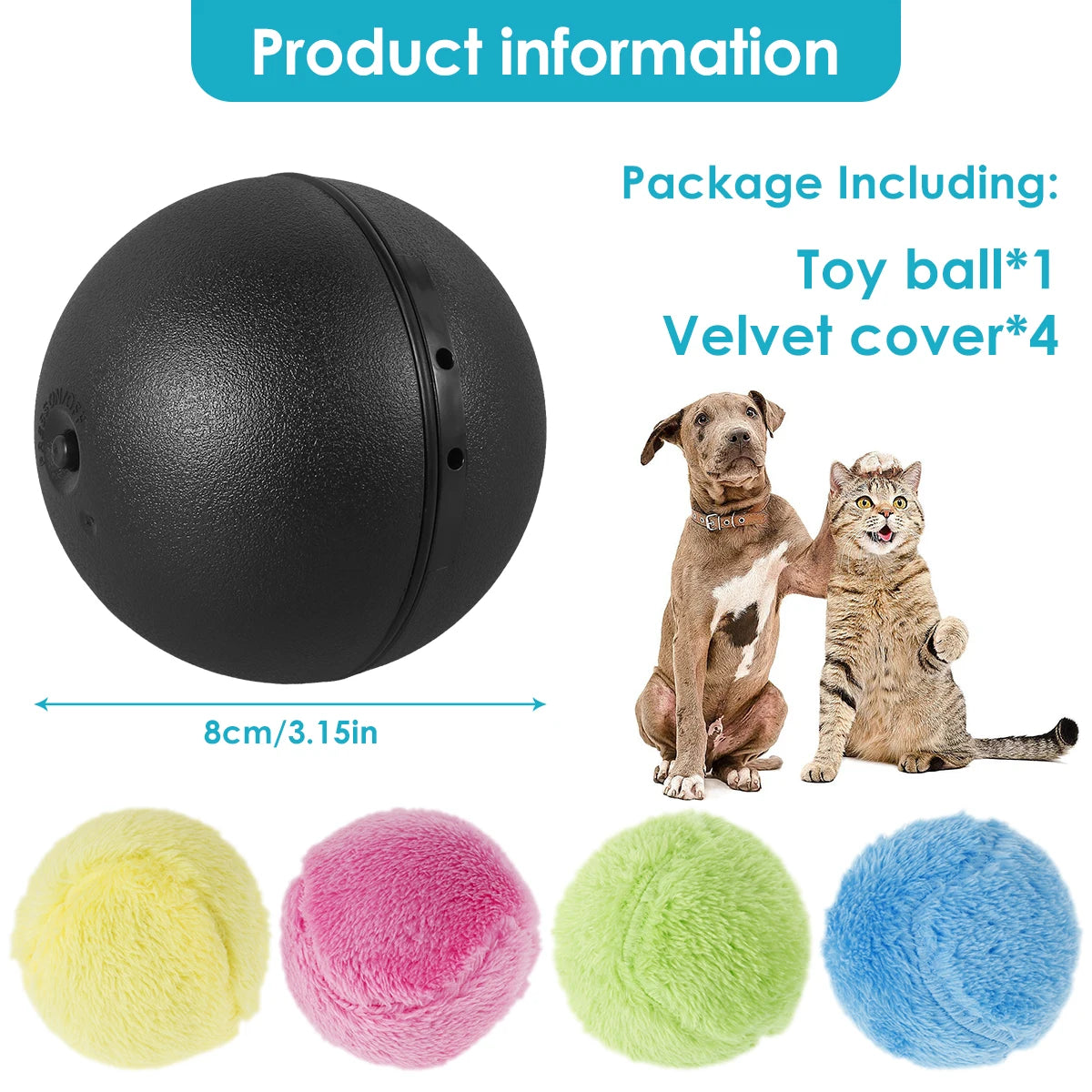 Bola de rodillo mágica para perros y gatos, juguete con activación automática, bola para masticar, juguetes de limpieza de suelo de felpa, Bola de felpa eléctrica automática para mascotas