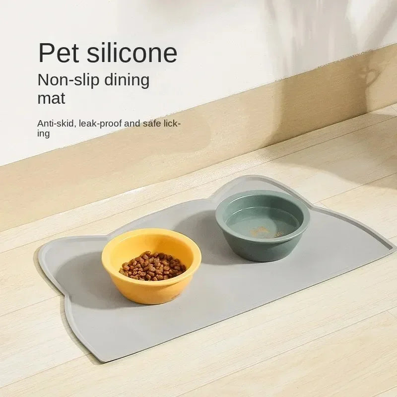 Tapis alimentaire antidérapant en Silicone pour animaux de compagnie, coussin de bol, tapis d'alimentation anti-fuite, coussin pour chats et chiens, mangeoire pour animaux de compagnie, bol pour chien, accessoires pour animaux de compagnie