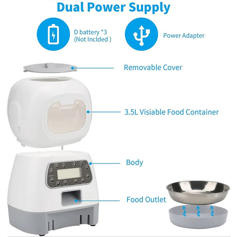 Alimentador automático para mascotas de 3,5l, dispensador de comida inteligente para perros y gatos, cuenco con temporizador, Robot, Alimentación de mascotas, alimentador automático por puntos