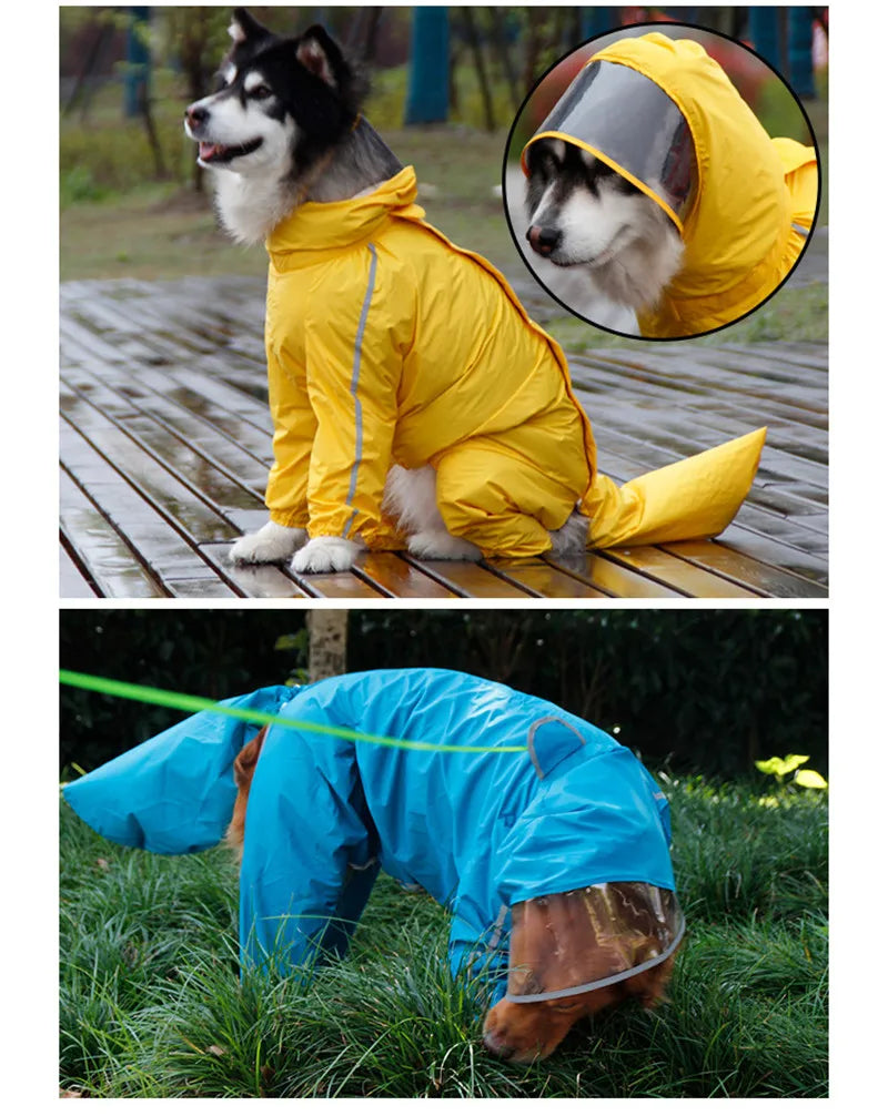 Chubasquero para perros grandes, chaqueta impermeable con capucha y cubierta trasera extraíble, ropa para mascotas Husky Samoyedo