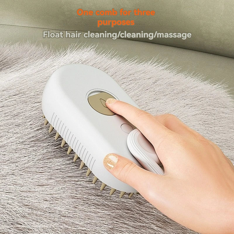 Steamy Dog Brush Electric Spray Cat Hair Brush 3 in1 Dog Steamer Brush for Massage Pet Grooming Removing Tangled and Loose Hair