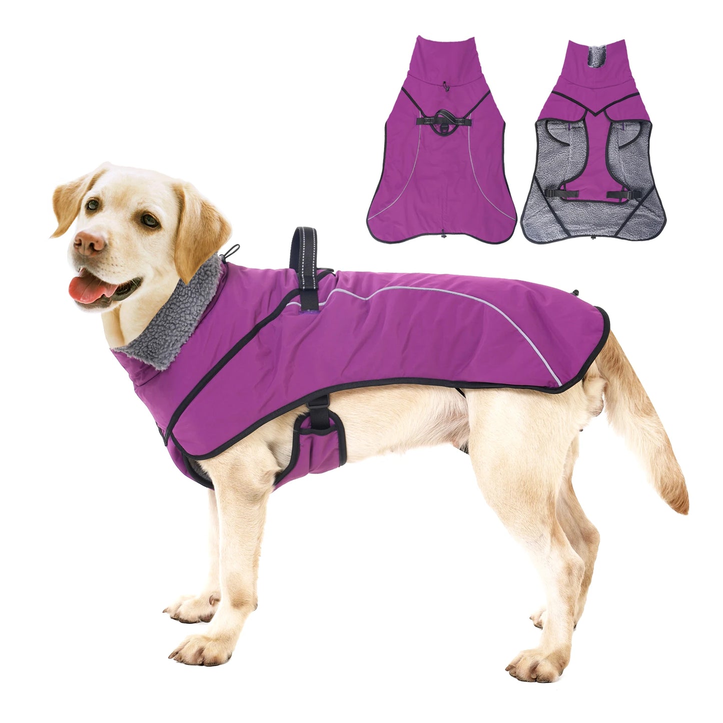 Ropa de invierno para perros, chaqueta para perros medianos y grandes, abrigo cálido impermeable para perros, chaqueta gruesa ajustable de seguridad para nieve para mascotas, chaqueta para exteriores, senderismo