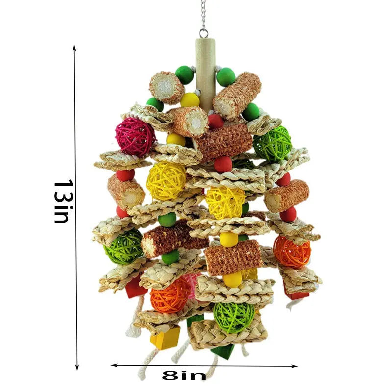 Juguetes para loros, madera Natural de maíz, juguetes para loros y pájaros, jaula para pájaros del amor, divertido entrenamiento, juguetes para pájaros, resistente a mordeduras, juguete para rasgar
