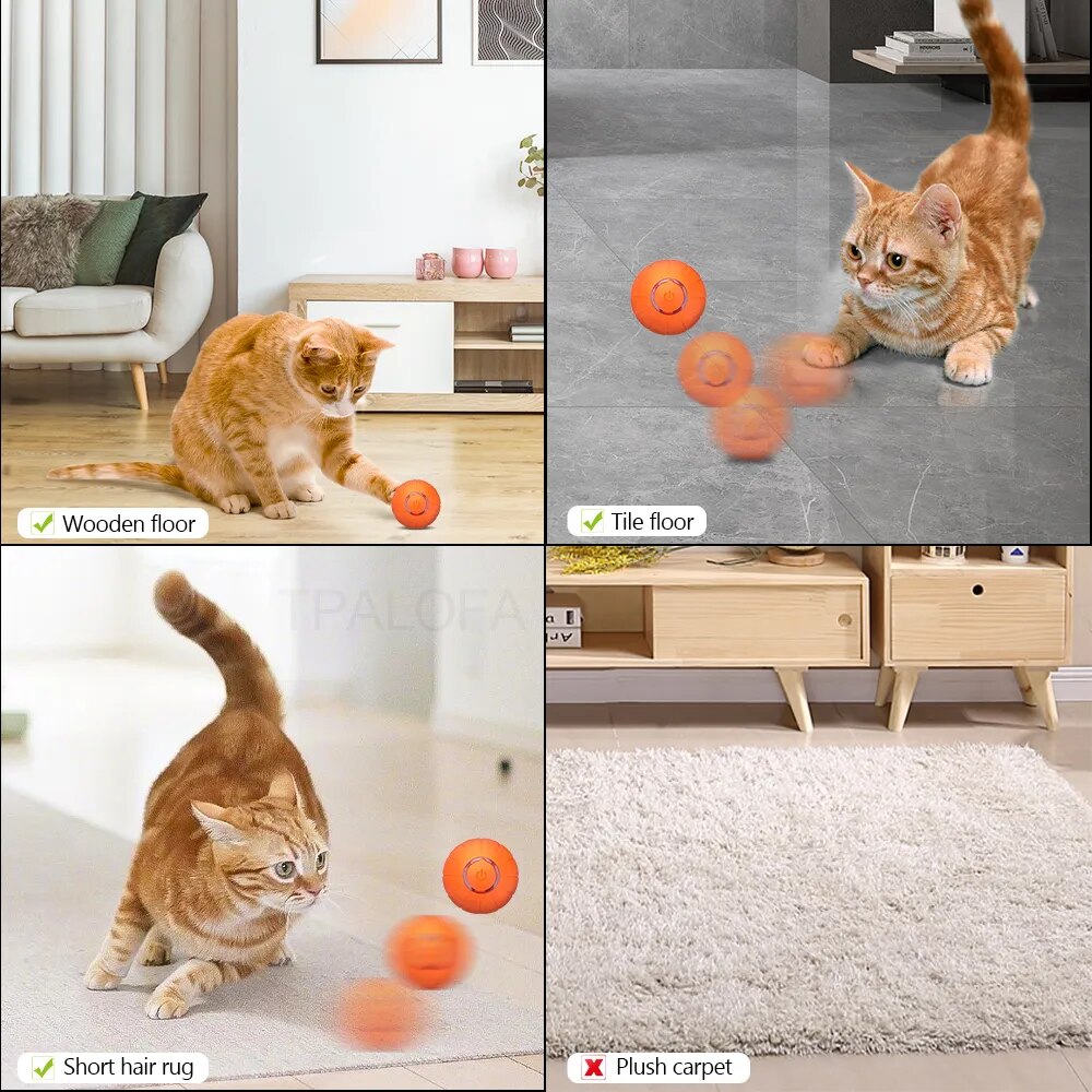 Juguete de Gato elegante para mascotas, pelota eléctrica de rebote automático para gatos, juguetes interactivos de silicona para gatos, juguetes para gatitos con movimiento automático para jugar en interiores