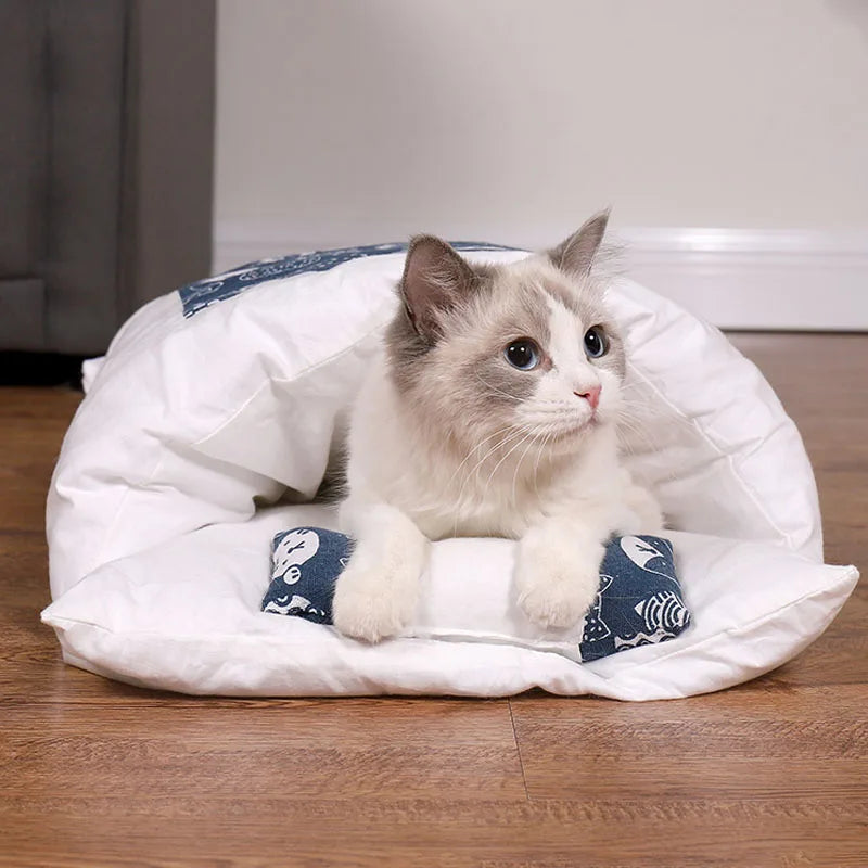 Kawaii Removable Cats Bed House Home Supplies Products for Adult Cats Large Pet Dog Bed Cat's House Cave Comfortable  Food Cute