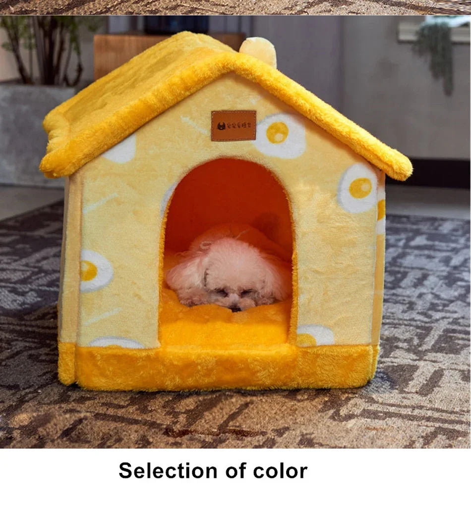 Pet Foldable House Kennel Bed Mat Cottage for Dogs Cat Winter Warm Cozy Nest Pet Products Basket Puppy Cave Sofa