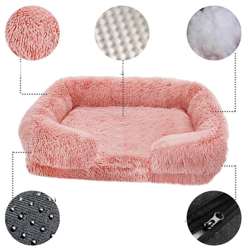 Dog Beds Four Season Plush Square Kennel Cat Mat Pet Kennel Pad Deep Sleep Dog Sofa Bed Pet Supplies Washable Removable Dog Mat