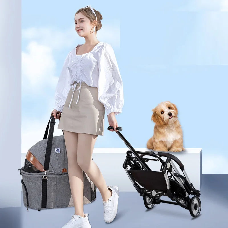 Aluminium Pet Stroller for Corgi Teddy Cat Cart Load Bearing 15kg Dog Strollers Foldable Pet Transporte Carrier High Quality New