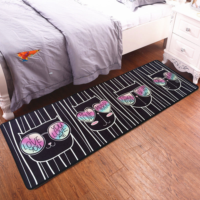 Cute Cat Kitchen Rectangular Rug Anti-slip Bedroom Bedside Bed Front Mat Pattern Ultra-thin