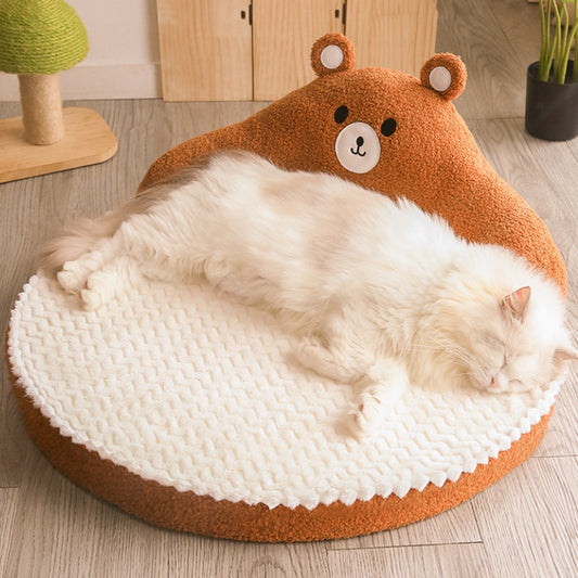 Nid d'hiver pour dormir avec un tapis de lit pour chat, fournitures pour animaux de compagnie