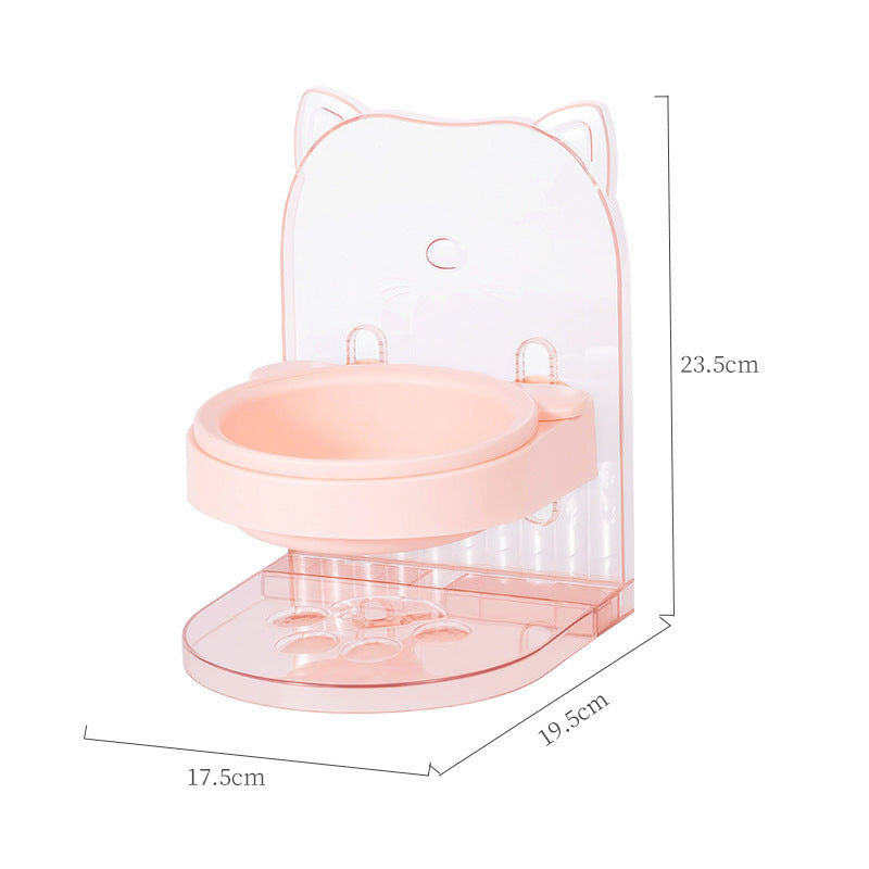 Gamelle avec oreilles de chat pour animaux de compagnie Protection du cou Fixe Anti-déversement Hauteur réglable Alimentation en eau pour chat Cage suspendue amovible