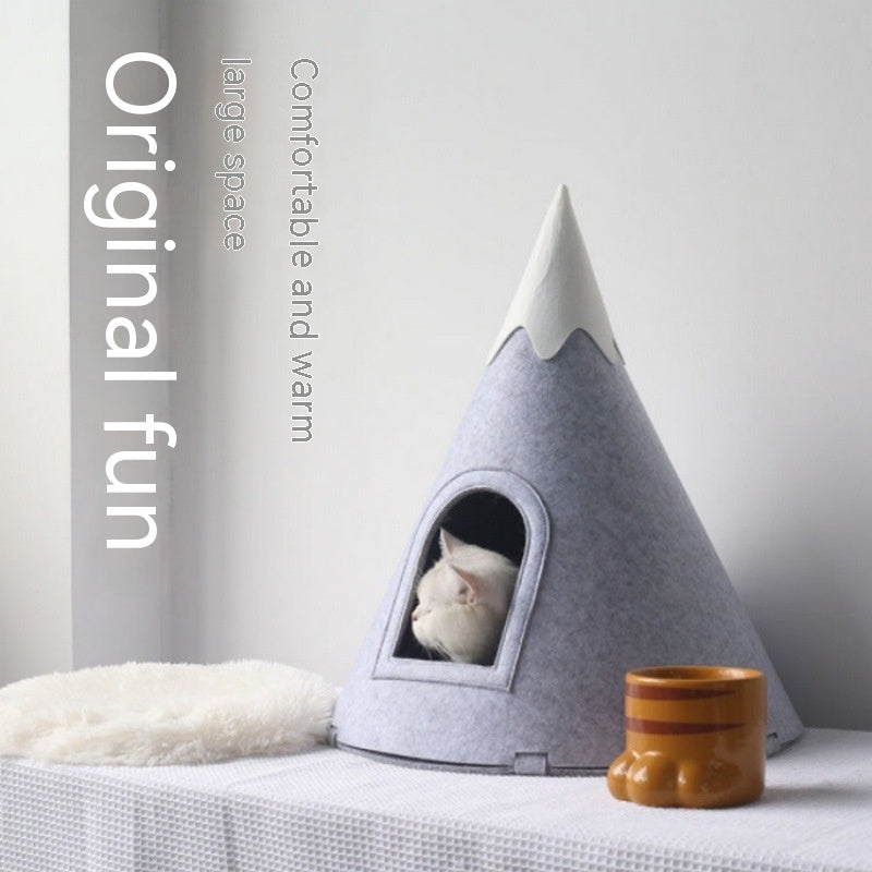 Cama semicerrada para mascotas con tienda de campaña Felt Snow Mountain