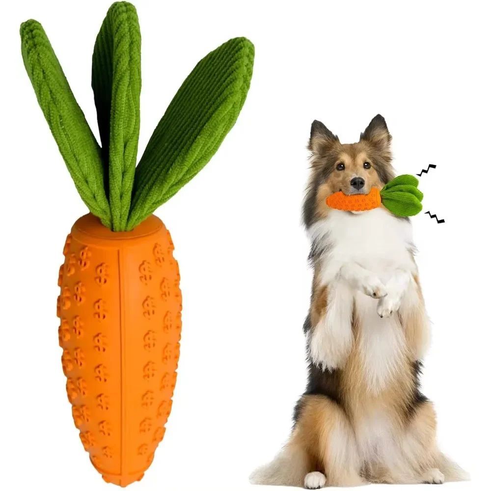 Carrot Dog Chew Toys Durable Rubber Squeaky Toy Shaped Dog Toys For Dogs Boredom Chewers Toothbrush Toy Supplies