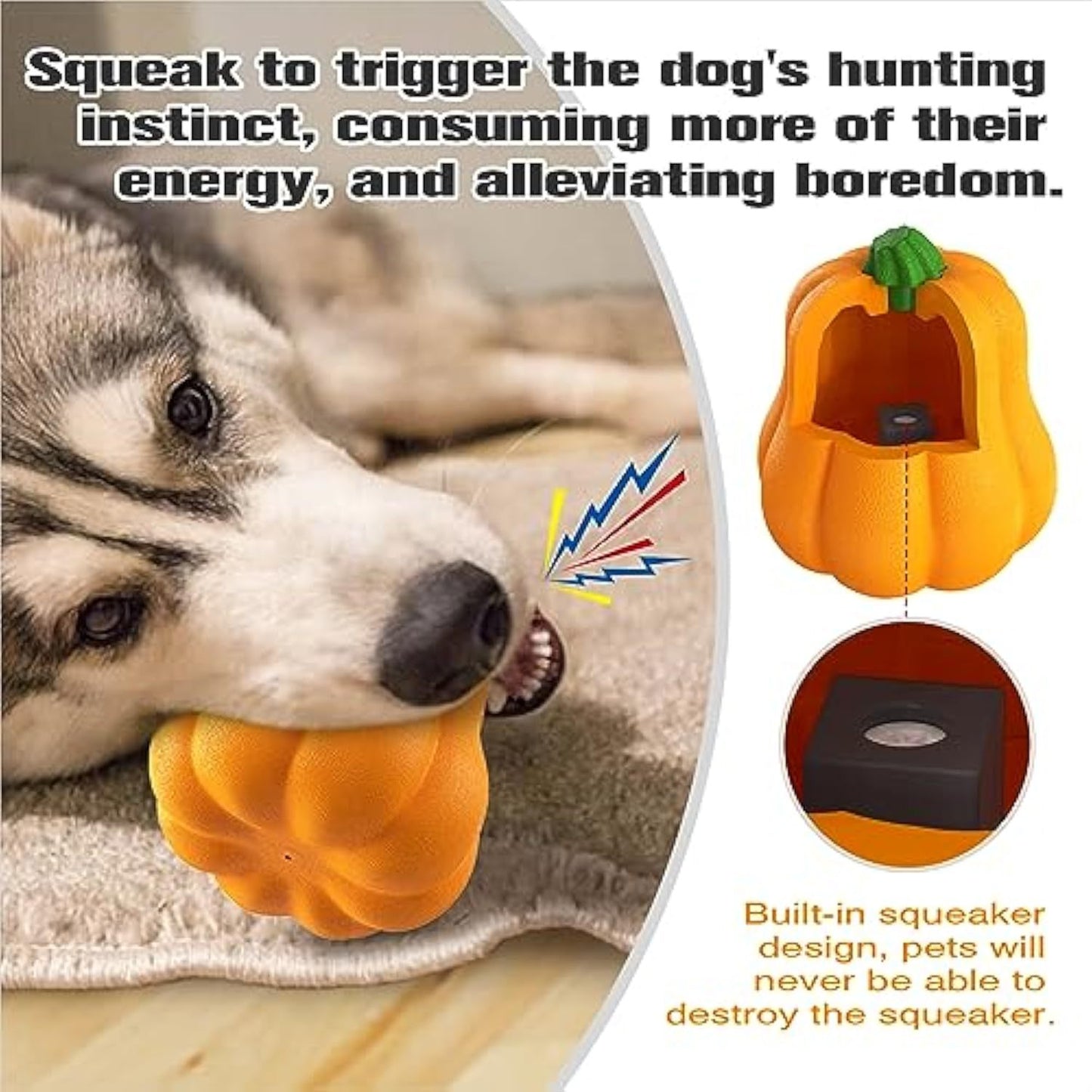 Juguete premium para perros de Halloween: lanzador de calabaza amarillo con cordón para una diversión chirriante 