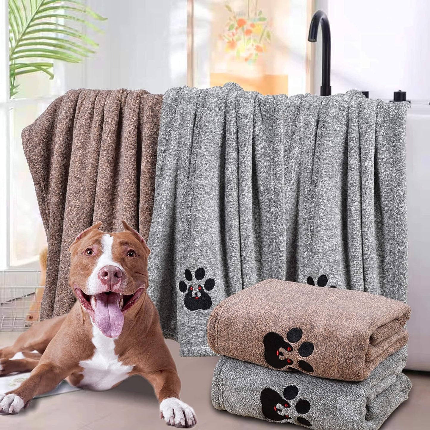 Toallas de baño para perros súper absorbentes para un secado rápido - Toalla de microfibra suave para perros y gatos