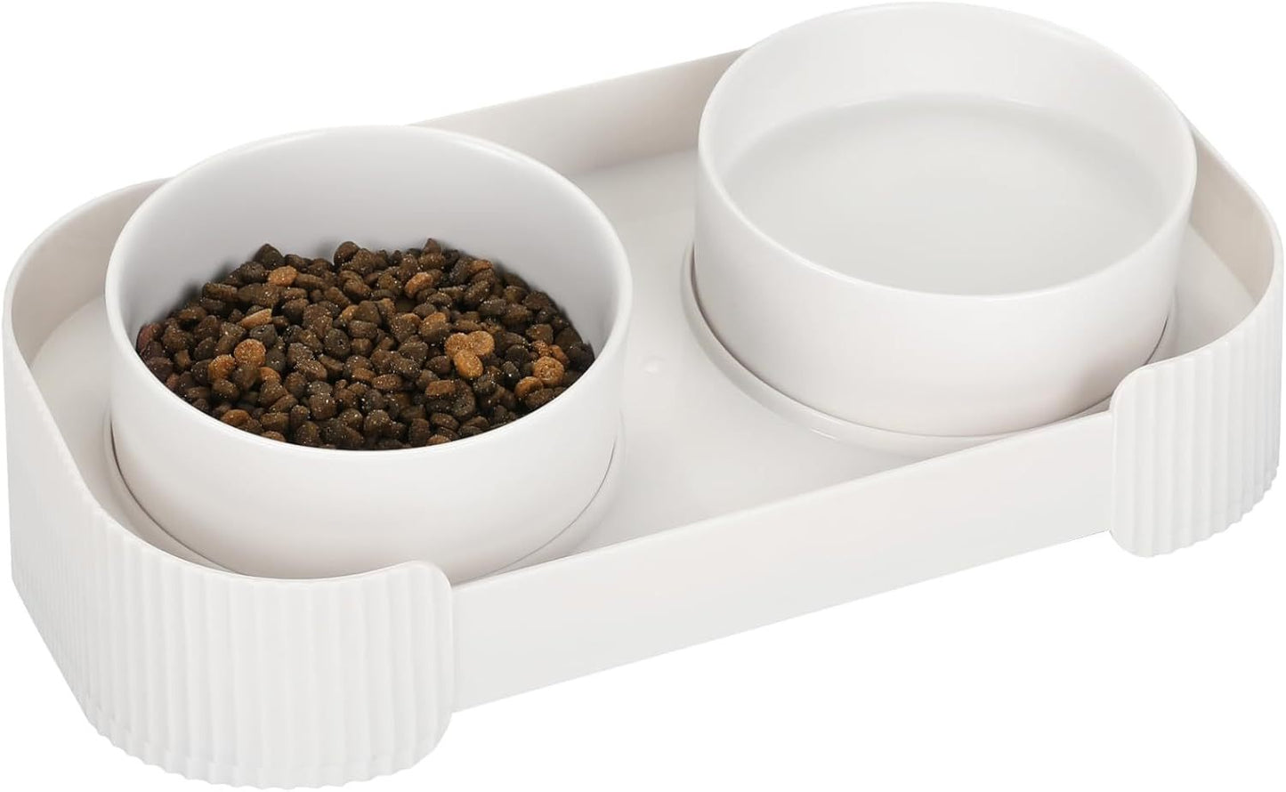 Cuencos elevados de cerámica para gatos de interior, 15 cuencos elevados para comida y agua para gatos con soporte inclinado y antivómitos, cuencos elevados para gatos con cuenco antideslizante, cuencos antiderrames para gatos y cachorros