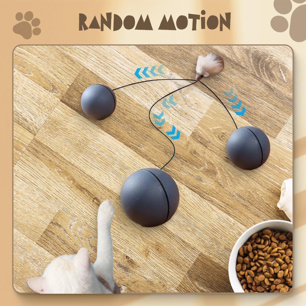 Jouet interactif pour chat, balle à mouvement automatique pour chien et chat, jouet électrique à activation par le mouvement, jouets d'enrichissement pour chats d'intérieur qui s'ennuient, jouets intelligents à roulement automatique pour chat