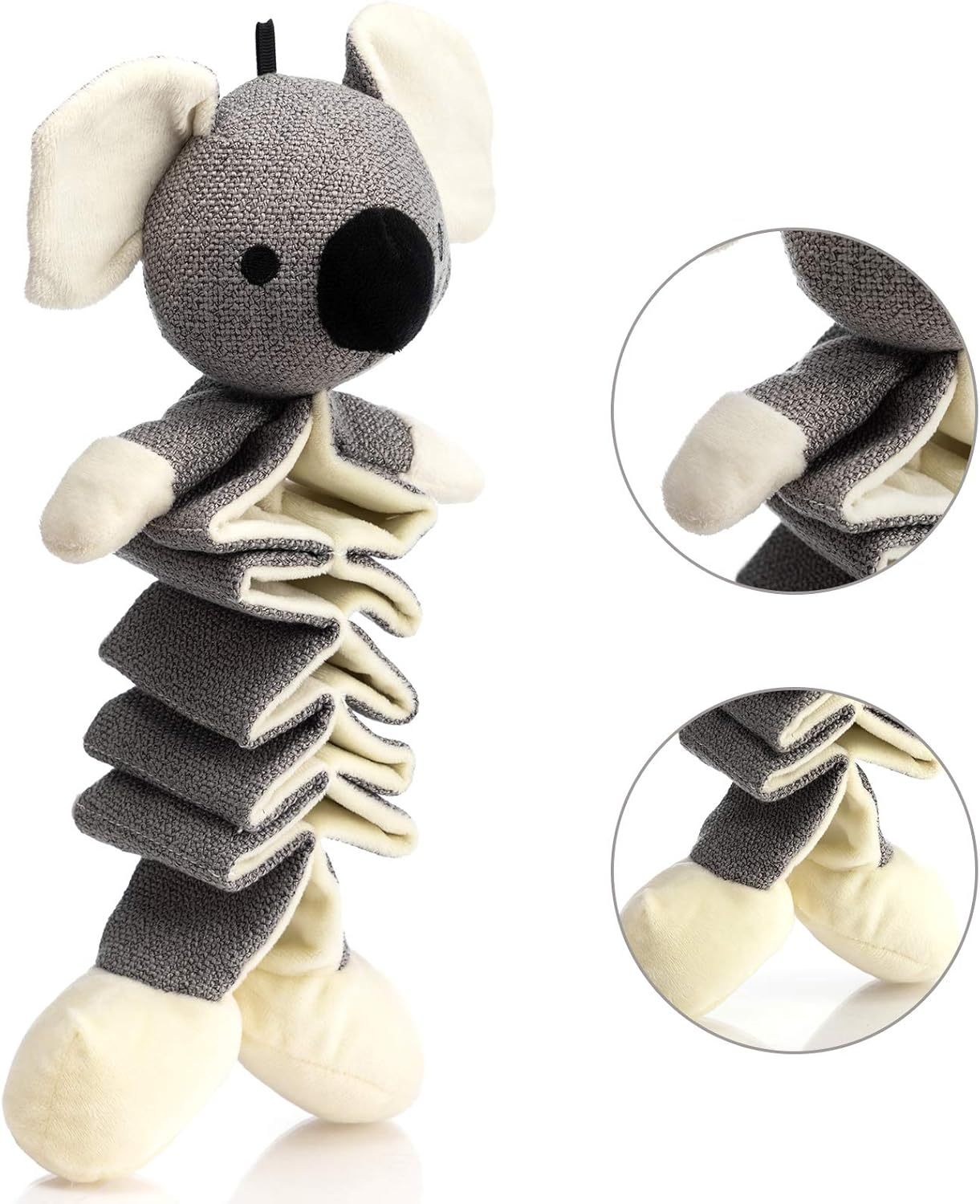 Juguetes para perros Hollypet, juguete chirriante, animal de peluche parcial con papel arrugado, alivia el aburrimiento para perros pequeños, medianos y grandes, koala gris