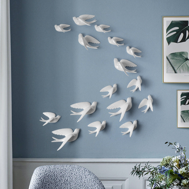 Small Bird Wall Decoration Waterproof Moisture-proof Background Wall Hanging Decoration Non-punching 3d Animal Three-dimensional Wall Paste