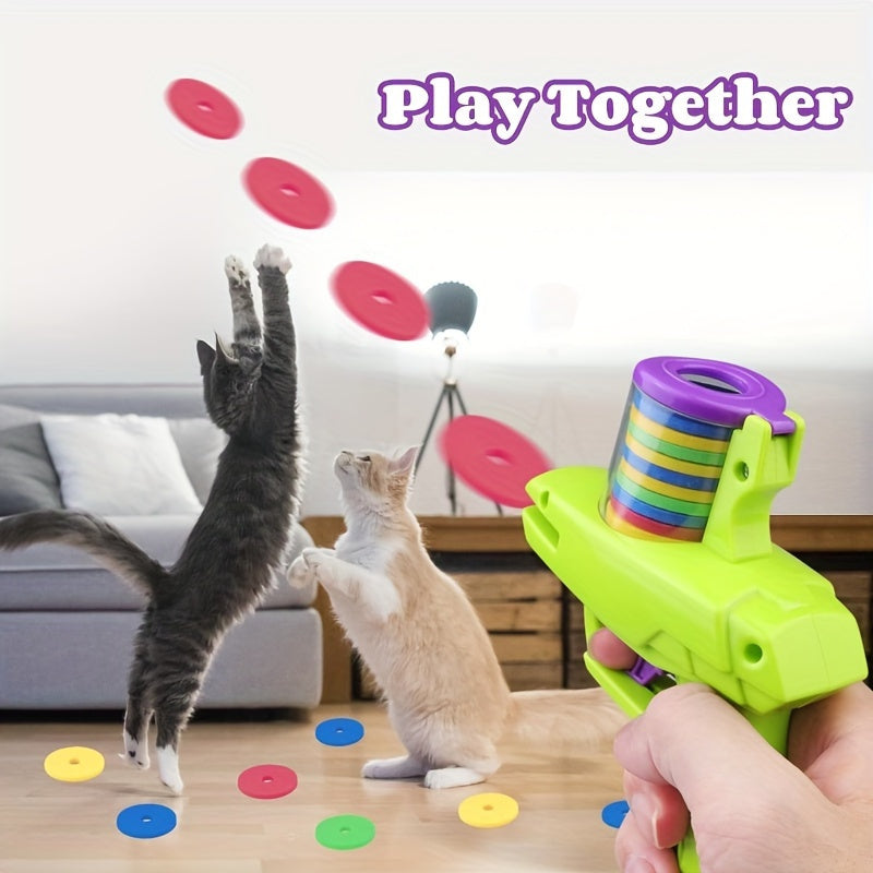 Lanceur de jouets interactifs pour chat avec disque en mousse, sans batterie, en plastique durable, pour une utilisation sans fin 