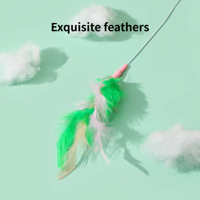 Interactive Cat Toy Feather Wand With Bell Refills Bells And Feathers Attention And Stimulate Harmless Durable And Unbreakable