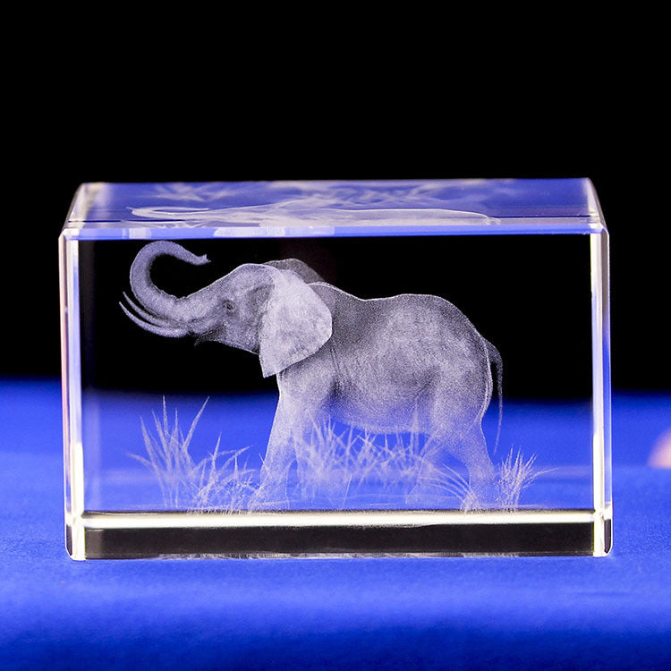 3D Internally Carved Crystal Animal Model Elephant, Tourist Souvenirs, Home Furnishings