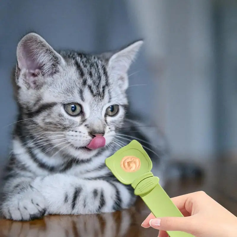 Cat Strip Feeder, Cat Strip Happy Spoon, Cat Wet Food Spoon Portable Cat Feeding Spoon Reuseable Cat Strip Spoon Lickable Pet Feeder Spoon Pets Cat Food Accessories, Cat Strip Squeeze Spoon