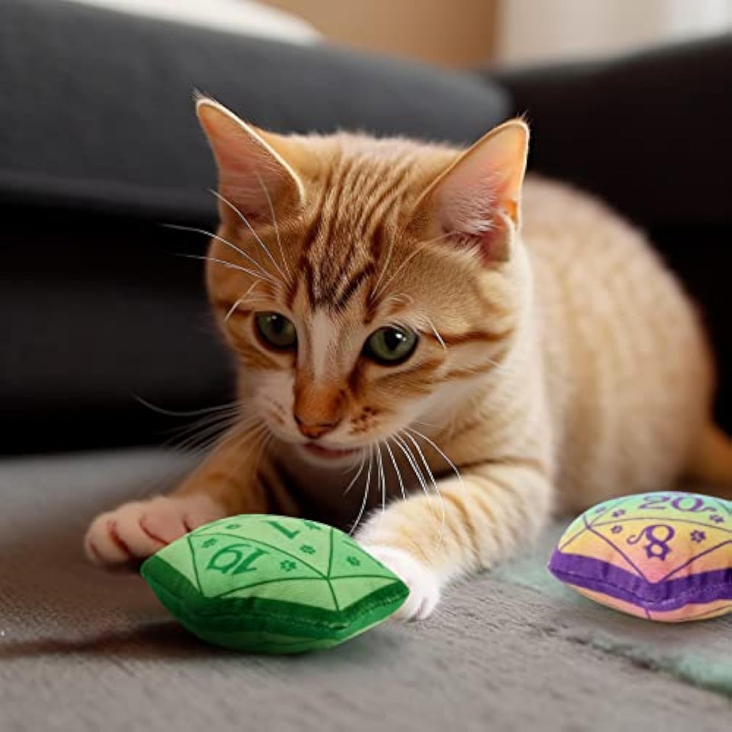 Dice Catnip Toy DND Interactive Cat Toy For Role Playing Tabletop Game Soft Plush Catmint Kitten Teething Chew Pet Supplies Cat Lover Witchy Wizard Gift Ideas