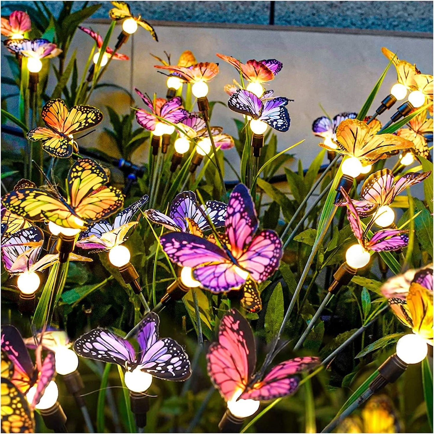 Lampe solaire d'extérieur pour jardin, pelouse, étanche, ambiance papillon