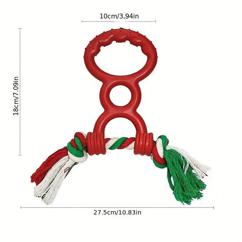 Goma de dos bucles, medio cordón, juguete para perros, anillo de goma para tirar, rechinar los dientes, resistente a las mordeduras, masticar, nudo interactivo, juguete para tirar, adiestramiento al aire libre, juguete para mascotas 