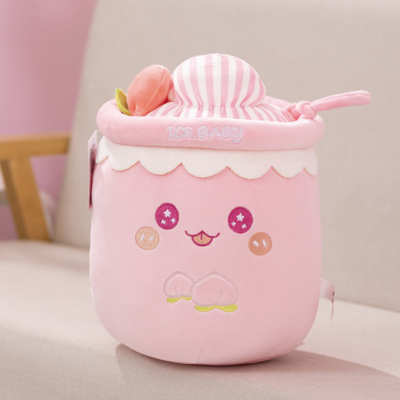 Oreiller en forme de tasse de thé au lait et glace et neige, jouet en peluche mignon, prix