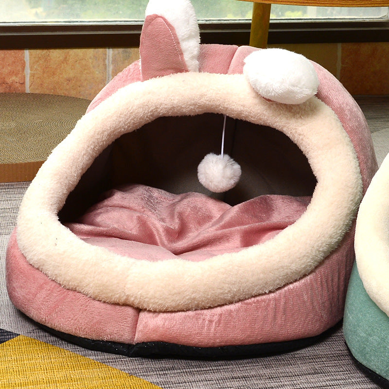 Dog Cat Bed All Season All-purpose Pet Nest Semi Closed For Warmth In Autumn And Winter