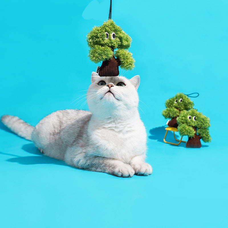 Bolsa de juguete con forma de árbol de pino para gatos, con forma de menta, para morder y bromear