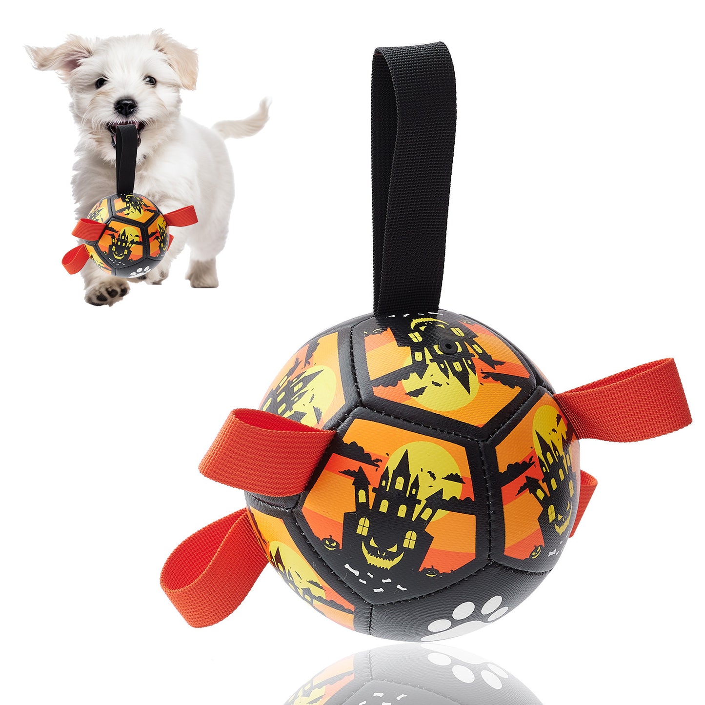 Juguetes interactivos para perros, balón de fútbol para perros con correas, fútbol para perros, pelotas para perros de tamaño pequeño, juguete acuático para interiores y exteriores, regalo para perros