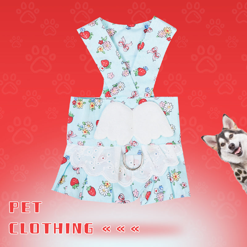 Vestido con arnés para perro, conjunto de correa, vestidos bonitos para cachorros con alas de Ángel, ropa de moda, ropa para Chihuahua, conjunto de arnés para mascota