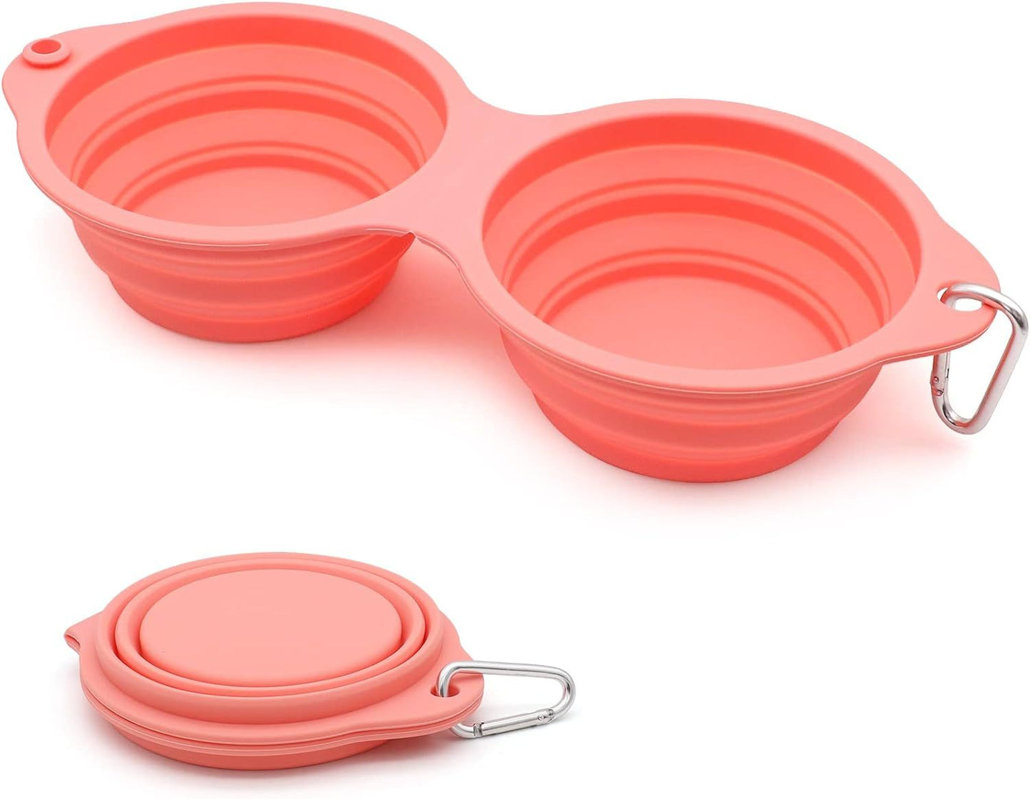 Gamelles pliables pour chien Bol d'eau pliable 2 en 1 pour aliments pour animaux de compagnie avec conception à double bol moulé intégré, parfait pour la marche, la randonnée et le camping avec votre chien ou votre chat