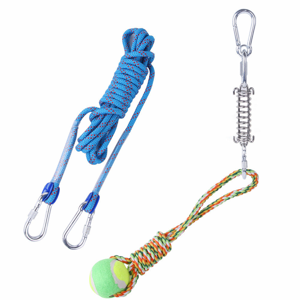 Outdoor Funny Dog Toy Stainless Steel Spring Suspension Cotton String Households Outdoor Toy Training