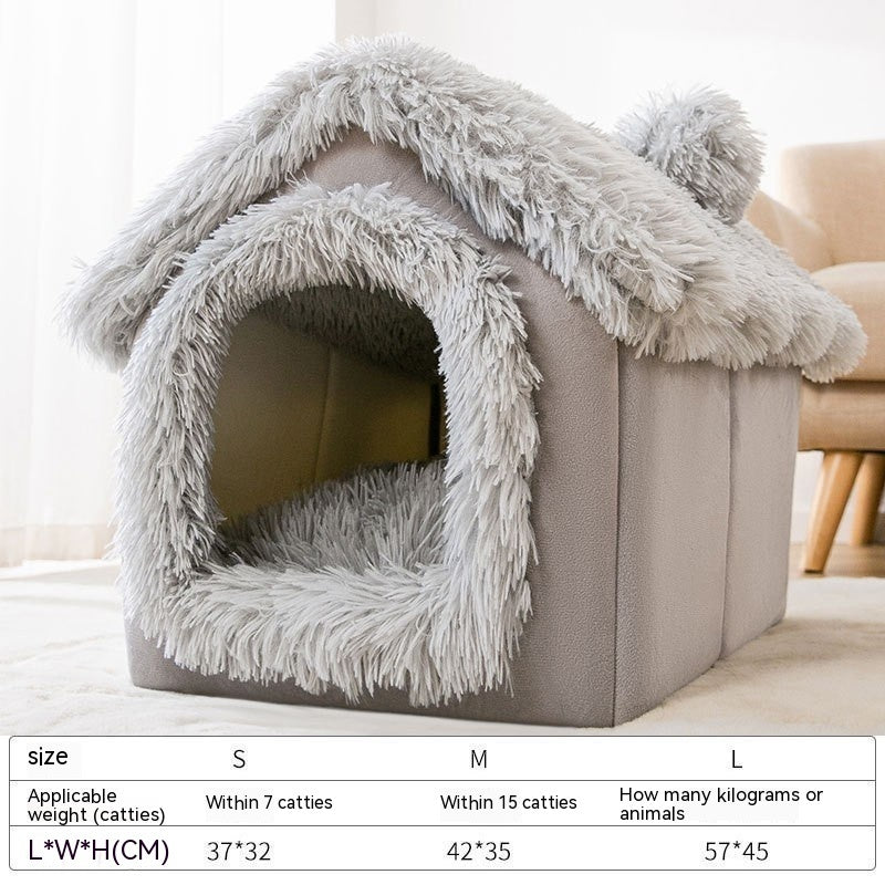 Cama cerrada extraíble y lavable para otoño e invierno, cama para perros, cama para mascotas, casa para gatos