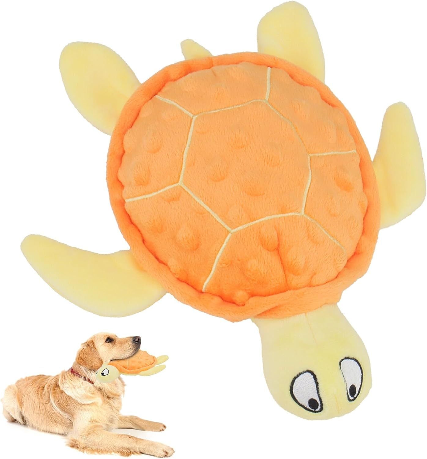 Squeaky Sea Turtle Plush Dog Toy - Durable, No Stuffing, Interactive Chew Toy For Small Dogs - Relieve Anxiety, Teething, And Keep Them Busy For Puppy