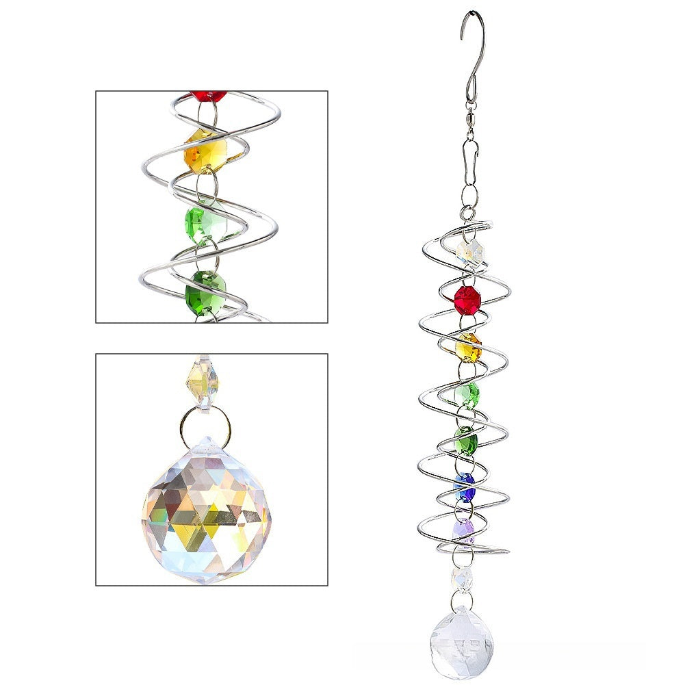 Spiral Tail Wind Rotating Crystal Ball Eternal Power Wind Clock Rainbow Manufacturing Garden Hanging Decorations