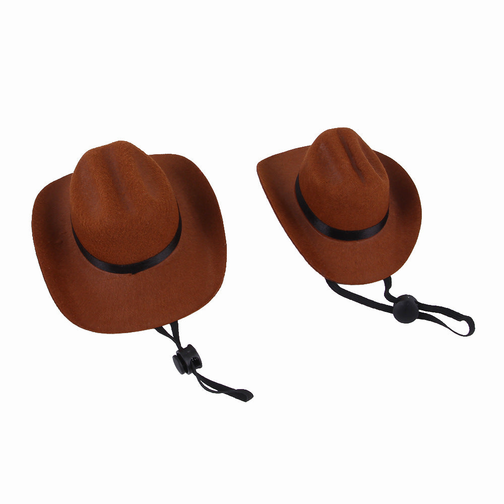 Pet Dog Cowboy Hat Headgear Cat Funny Headwear Outdoor Adjustable Dog Caps Performance Photo Props Cosplay Accessories