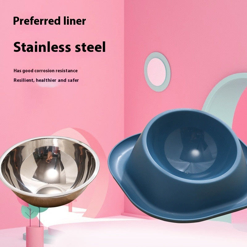 Anti-ant Cat Bowl Stainless Steel Oblique Mouth Anti-leakage Cat Food Holder Anti-tumble Pet Supplies