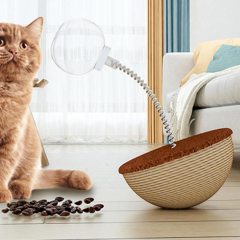 Juguetes interactivos para gatos Juguete de comida para gatos con equilibrio automático Pelota interactiva Juguetes tipo rompecabezas para gatos Comederos lentos para gatos Juguetes con resorte Comida lenta