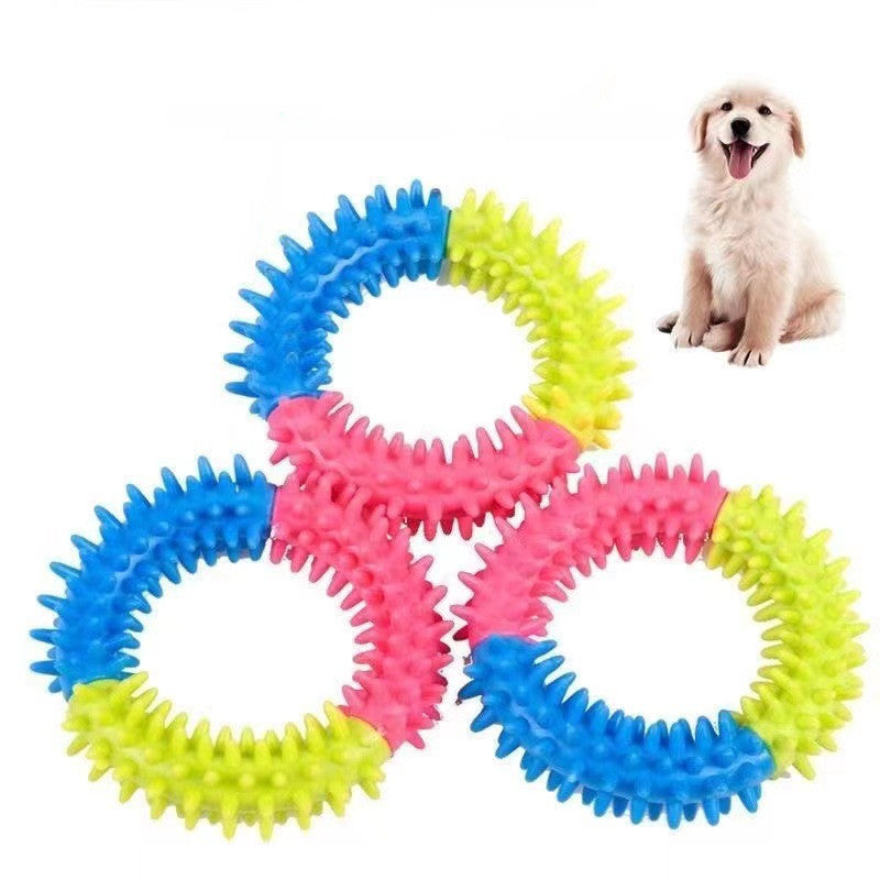 TPR Rubber Three-color Thorn Ring Bite-resistant Toys